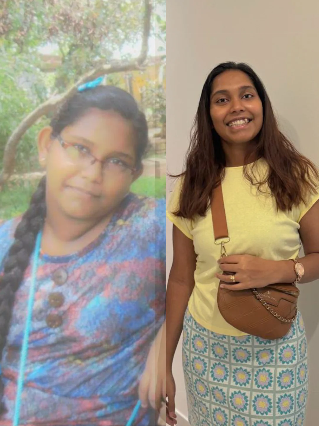 Ash as a young girl, and Ash today